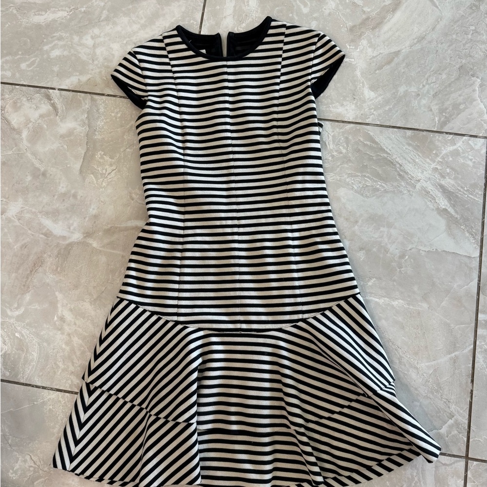 Akris Punto Black and White Striped Mini Dress